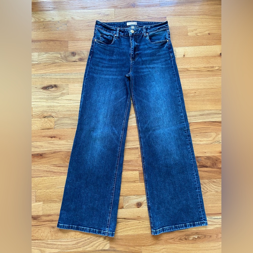 Kut from the Kloth High Rise Wide Leg Jean Long in Dark Wash, Size 6/28